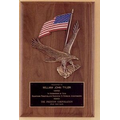 American Walnut Plaque w/ Eagle Casting & American Flag (8"x10 1/2")